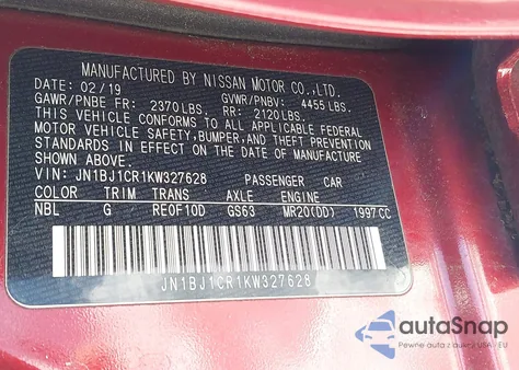 2019 Nissan Rogue Sport S z USA, uszkodzony, nr VIN JN1BJ1CR1KW327628